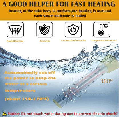 Immersion Water Heater with Stainless Steel Coil and Safety Guard for 220V