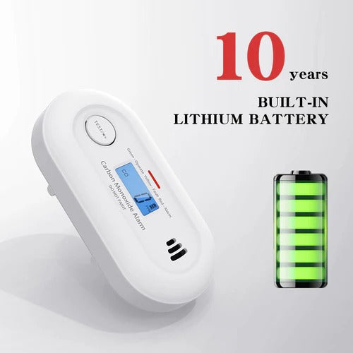 Carbon Monoxide Detector with Electrochemical Sensor and 85dB Alarm, 10-Year Battery