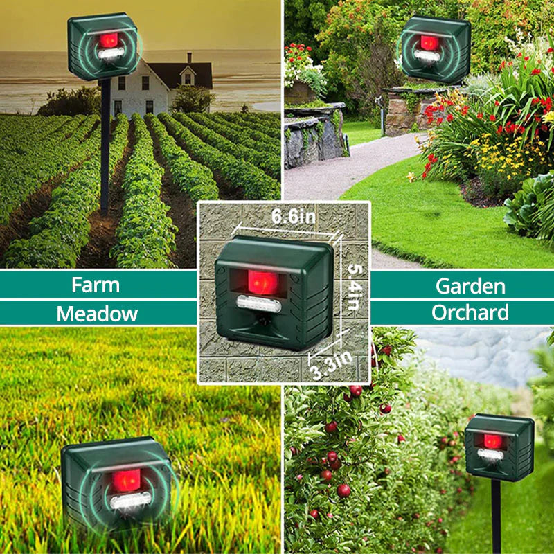 Ultrasonic Animal Repeller with Motion Sensor and 70ft Detection Range for Gardens