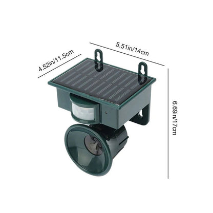 Solar Powered Bird Repeller with Motion Sensor and Predator Sound, Adjustable Frequency