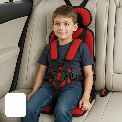 Portable Child Travel Seat with Five-Point Harness and Padded Comfort, Washable Fabric