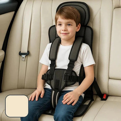 Portable Child Travel Seat with Five-Point Harness and Padded Comfort, Washable Fabric