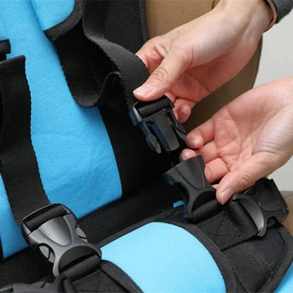 Portable Child Travel Seat with Five-Point Harness and Padded Comfort, Washable Fabric