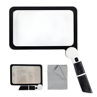 LED Magnifying Glass with 5X Magnification and 48 Dimmable Lights, Foldable Handle