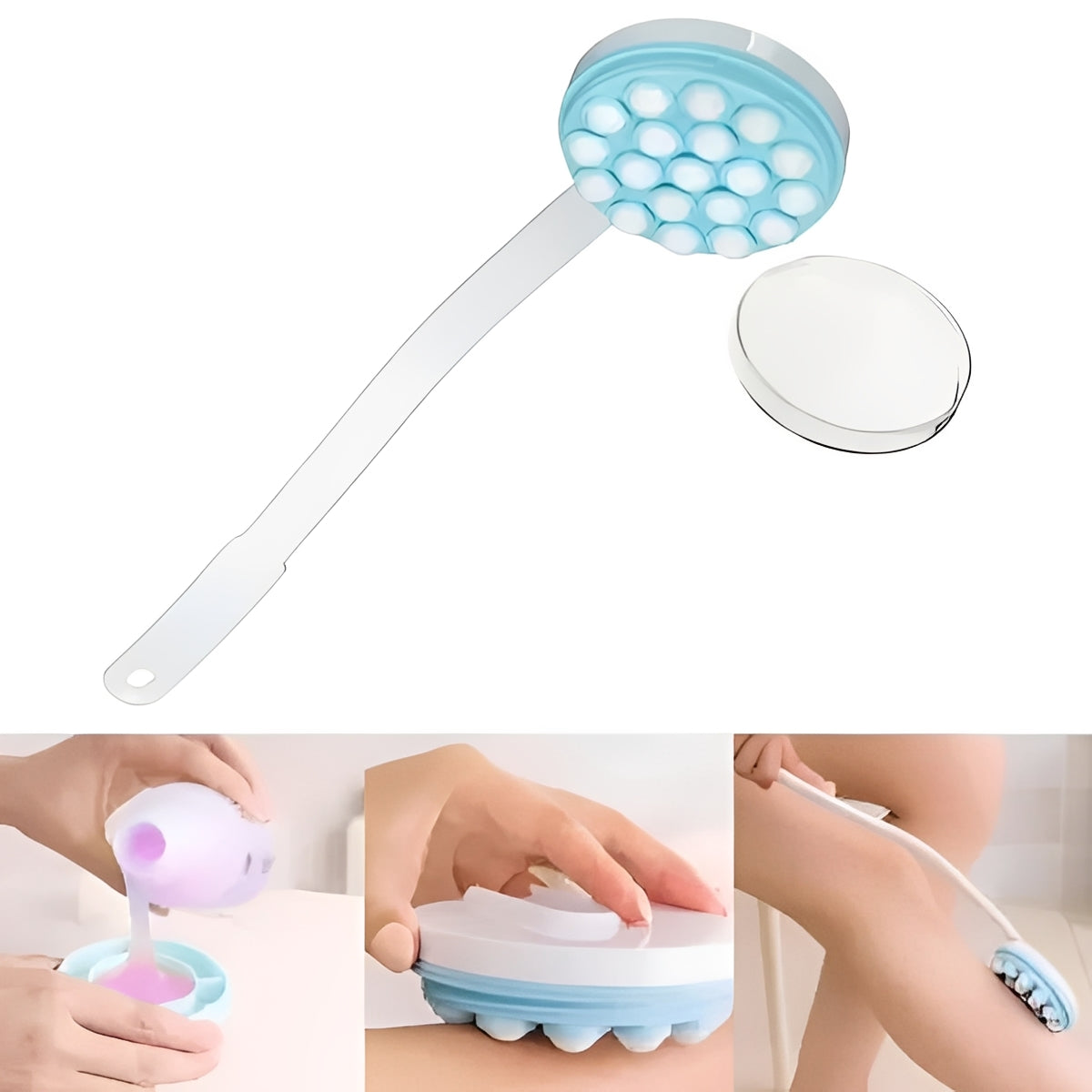 Adjustable Back Lotion Roller with Refillable Reservoir and Massage Action