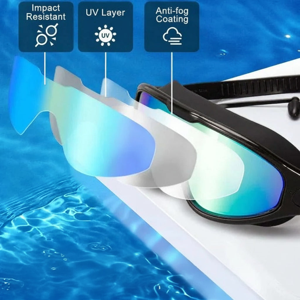 Adjustable Swim Goggles with Anti-Fog Lens and Wide Peripheral View