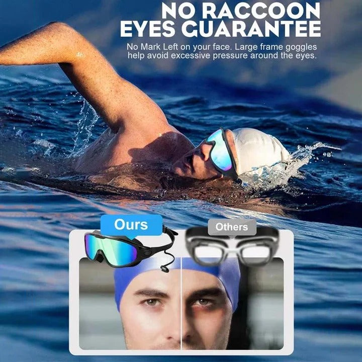 Swim Goggles with Anti-Fog Polycarbonate Lenses and Wide Peripheral Vision
