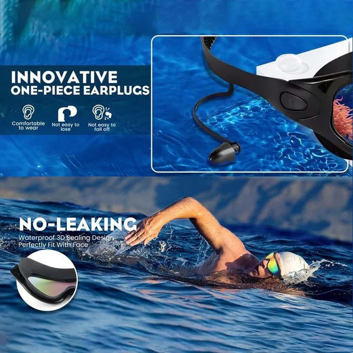 Swim Goggles with Anti-Fog Polycarbonate Lenses and Wide Peripheral Vision