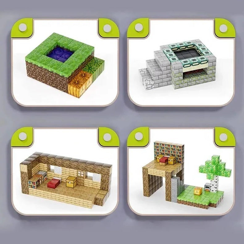 Magnetic Building Blocks with Character Figurines and Storage Box, 205 Pieces