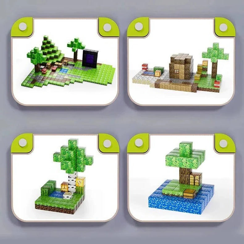 Magnetic Building Blocks with Character Figurines and Storage Box, 205 Pieces