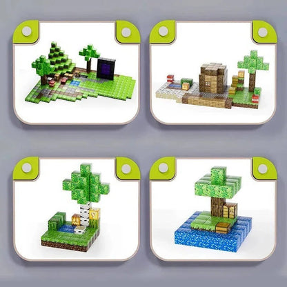 Magnetic Building Blocks with Character Figurines and Storage Box, 205 Pieces