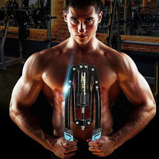 Adjustable Chest Exerciser with 20 Resistance Levels and Hydraulic Safety, Compact Folded Design