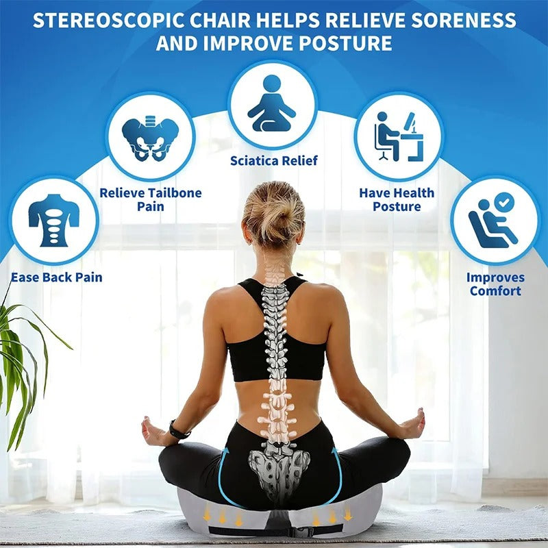 Ergonomic Seat Cushion with Memory Foam and Adjustable Straps, Non-Slip Bottom
