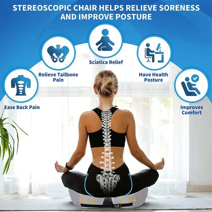 Ergonomic Seat Cushion with Memory Foam and Adjustable Straps, Non-Slip Bottom