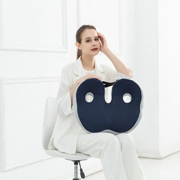 Ergonomic Seat Cushion with Memory Foam and Adjustable Straps, Non-Slip Bottom