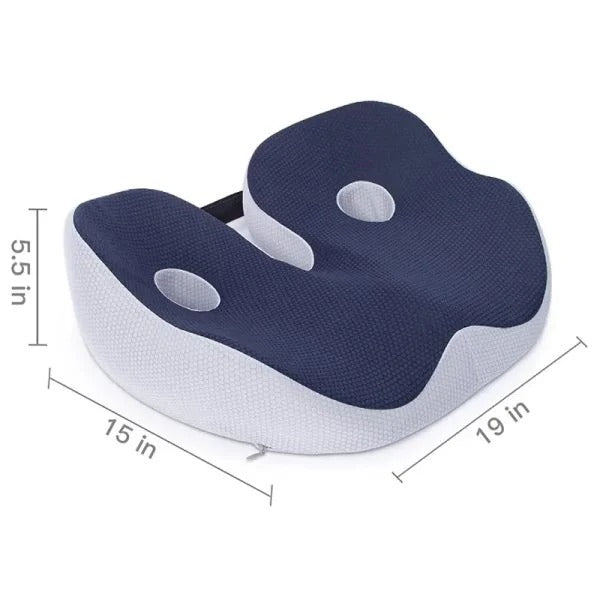 Ergonomic Seat Cushion with Memory Foam and Adjustable Straps, Non-Slip Bottom