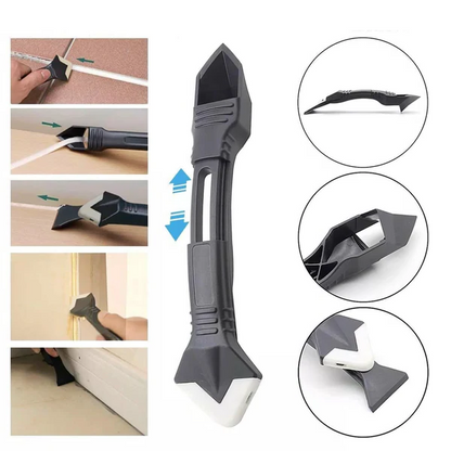 Stainless Steel Caulk Remover with Adjustable Rubber Smoother and Soft Grip Handle