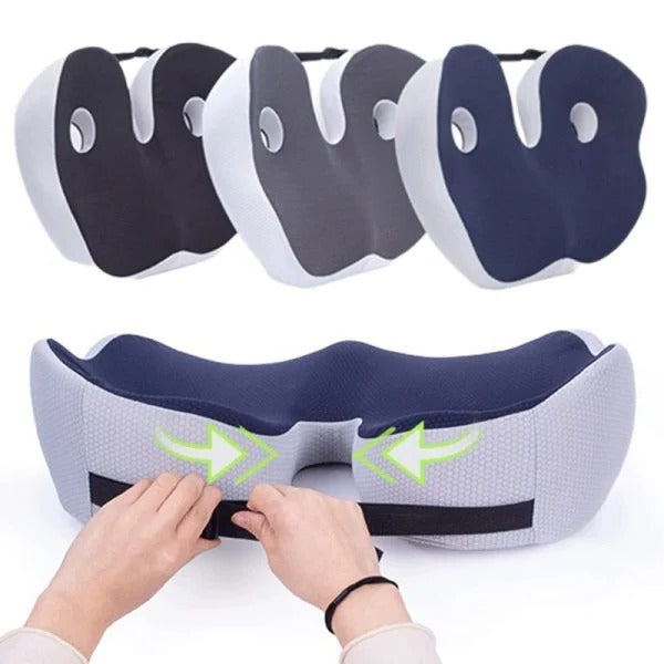 Ergonomic Seat Cushion with Memory Foam and Adjustable Straps, Non-Slip Bottom