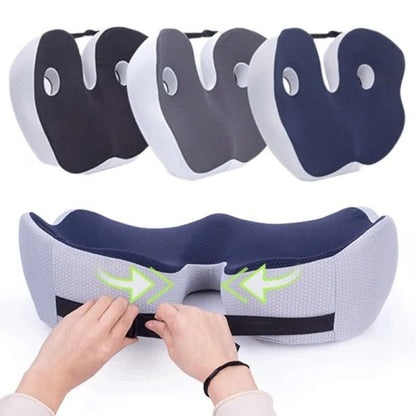 Ergonomic Seat Cushion with Memory Foam and Adjustable Straps, Non-Slip Bottom