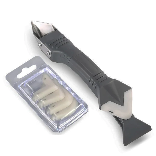 Stainless Steel Caulk Remover with Adjustable Rubber Smoother and Soft Grip Handle