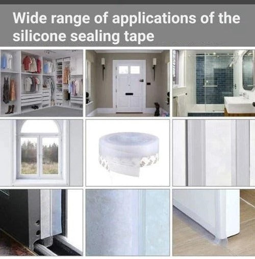 Draft Blocking Door Seal Strip with Transparent Polymer, 16.4ft Length