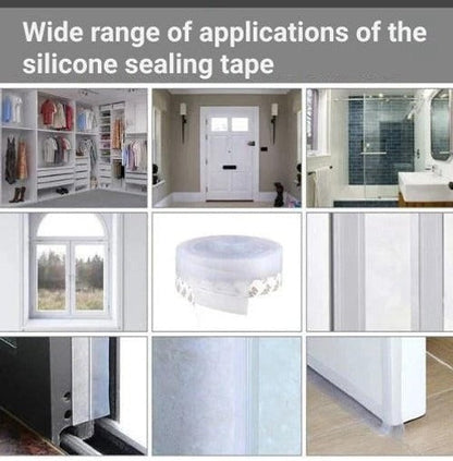Draft Blocking Door Seal Strip with Transparent Polymer, 16.4ft Length