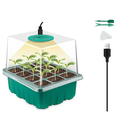Seed Starter Tray with Full Spectrum Grow Light and Raised Dome Cover