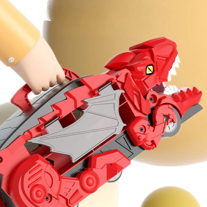 Transforming Dinosaur Truck with Dual Racing Tracks and Internal Car Storage