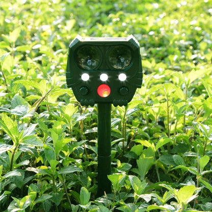 Motion Activated Solar Animal Repellent with Ultrasonic Sound and Flashing Lights