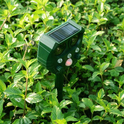 Motion Activated Solar Animal Repellent with Ultrasonic Sound and Flashing Lights