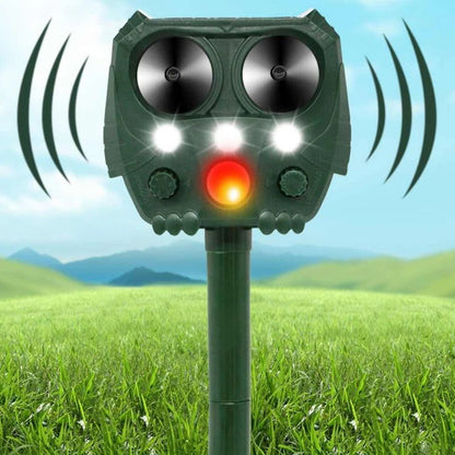 Motion Activated Solar Animal Repellent with Ultrasonic Sound and Flashing Lights