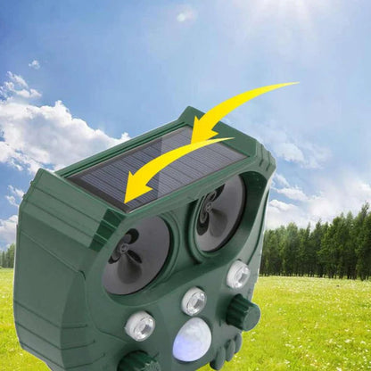Motion Activated Solar Animal Repellent with Ultrasonic Sound and Flashing Lights