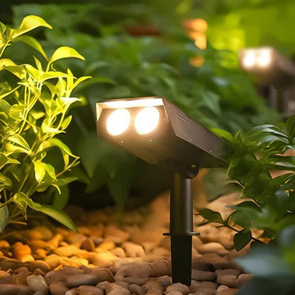 Solar LED Spotlight with Adjustable Zoom Lens and Dual Lighting Modes, IP65 Waterproof