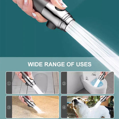 Filtered Showerhead with Pressure Boost and Flow Control Button