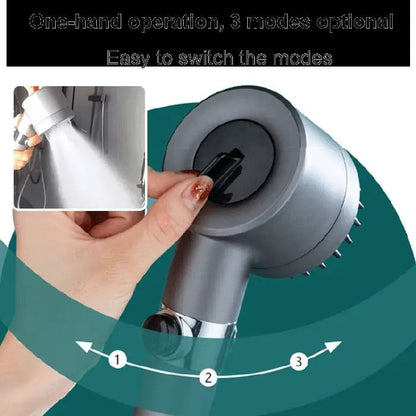 Filtered Showerhead with Pressure Boost and Flow Control Button