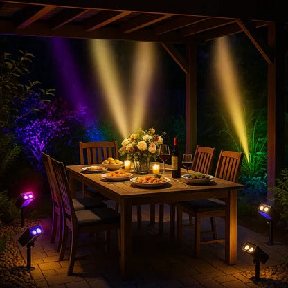 Solar LED Spotlight with Adjustable Zoom Lens and Dual Lighting Modes, IP65 Waterproof