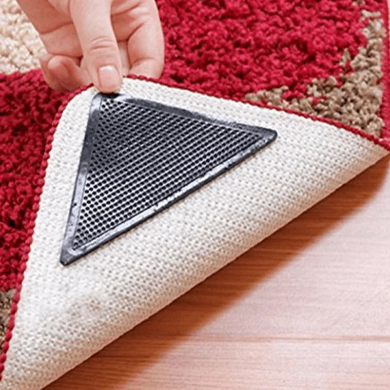 Adhesive Rug Gripper Pads with Dual-Sided Grip and Residue-Free Removal, 4 Pack