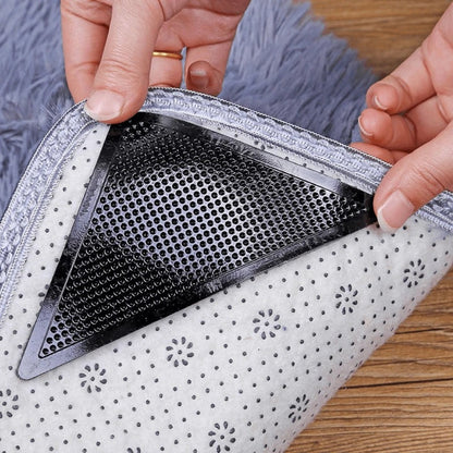 Adhesive Rug Gripper Pads with Dual-Sided Grip and Residue-Free Removal, 4 Pack