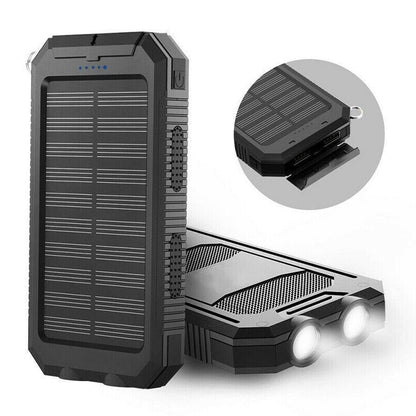 Solar Power Bank 500000mAh with Dual USB Ports and LED Flashlight, IP44 Waterproof