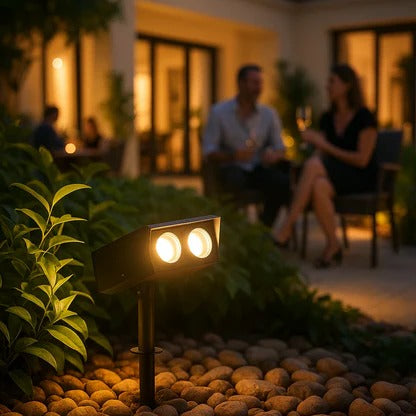 Solar LED Spotlight with Adjustable Zoom Lens and Dual Lighting Modes, IP65 Waterproof