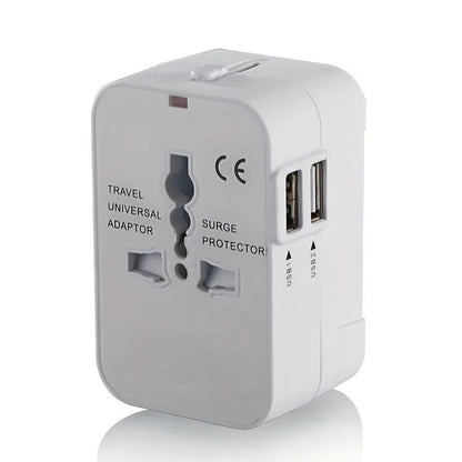 Universal Travel Adapter with Dual USB Ports and Auto Voltage Switching for 150+ Countries
