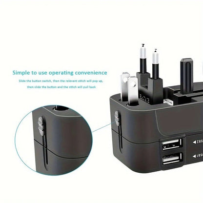 Universal Travel Adapter with Dual USB Ports and Auto Voltage Switching for 150+ Countries