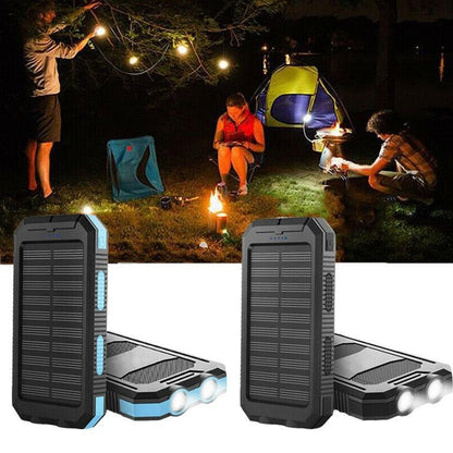 Solar Power Bank 500000mAh with Dual USB Ports and LED Flashlight, IP44 Waterproof