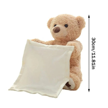 Interactive Peek-A-Boo Teddy Plush Toy with Soft Melodies for Tummy Time