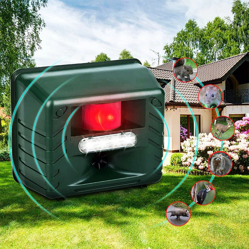 Ultrasonic Animal Repeller with Motion Sensor and 70ft Detection Range for Gardens