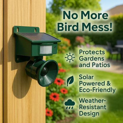Solar Motion Sensor Bird Repeller with Infrared Detection and Predator Sounds