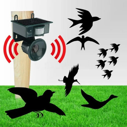 Solar Powered Bird Repeller with Motion Sensor and Predator Sound, Adjustable Frequency