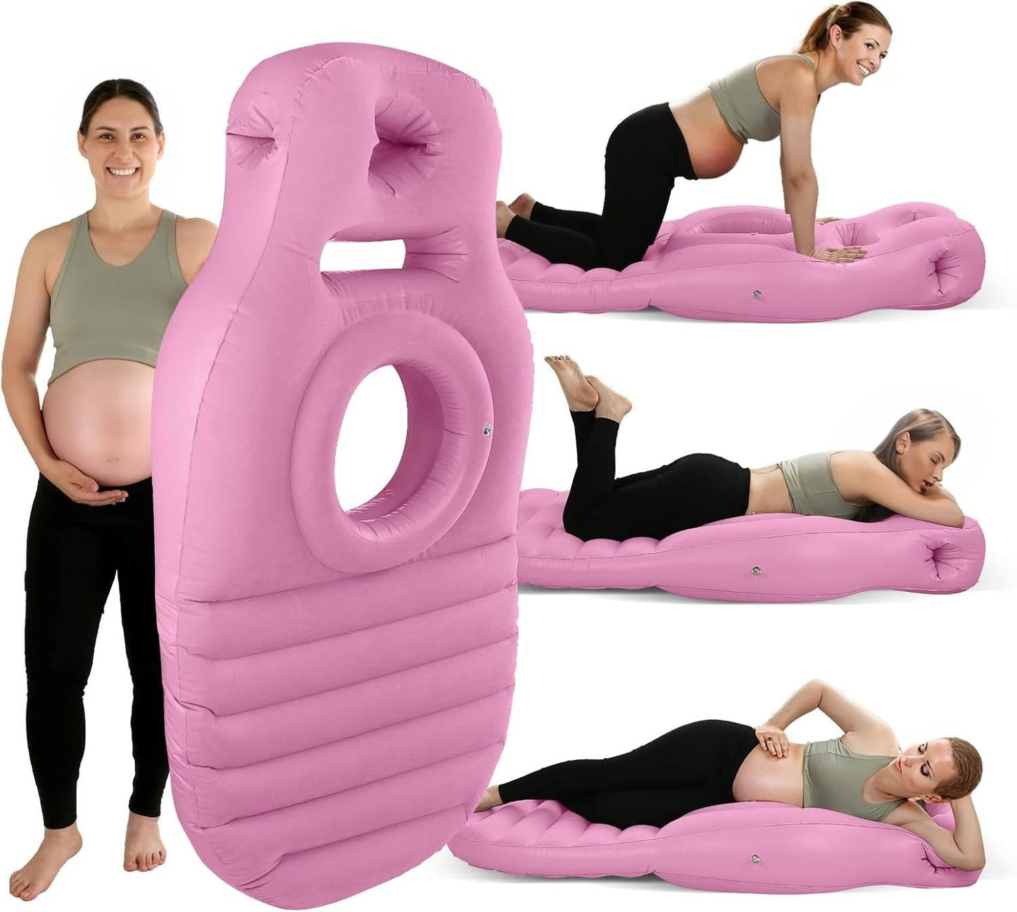 Inflatable Pregnancy Pillow with Belly Cutout and Dual Air Chambers