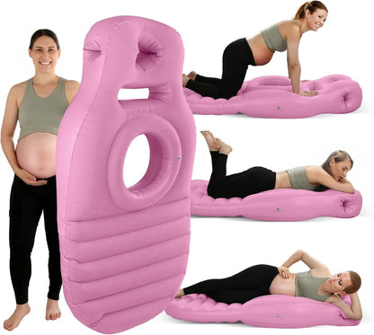 Inflatable Pregnancy Pillow with Belly Cutout and Dual Air Chambers