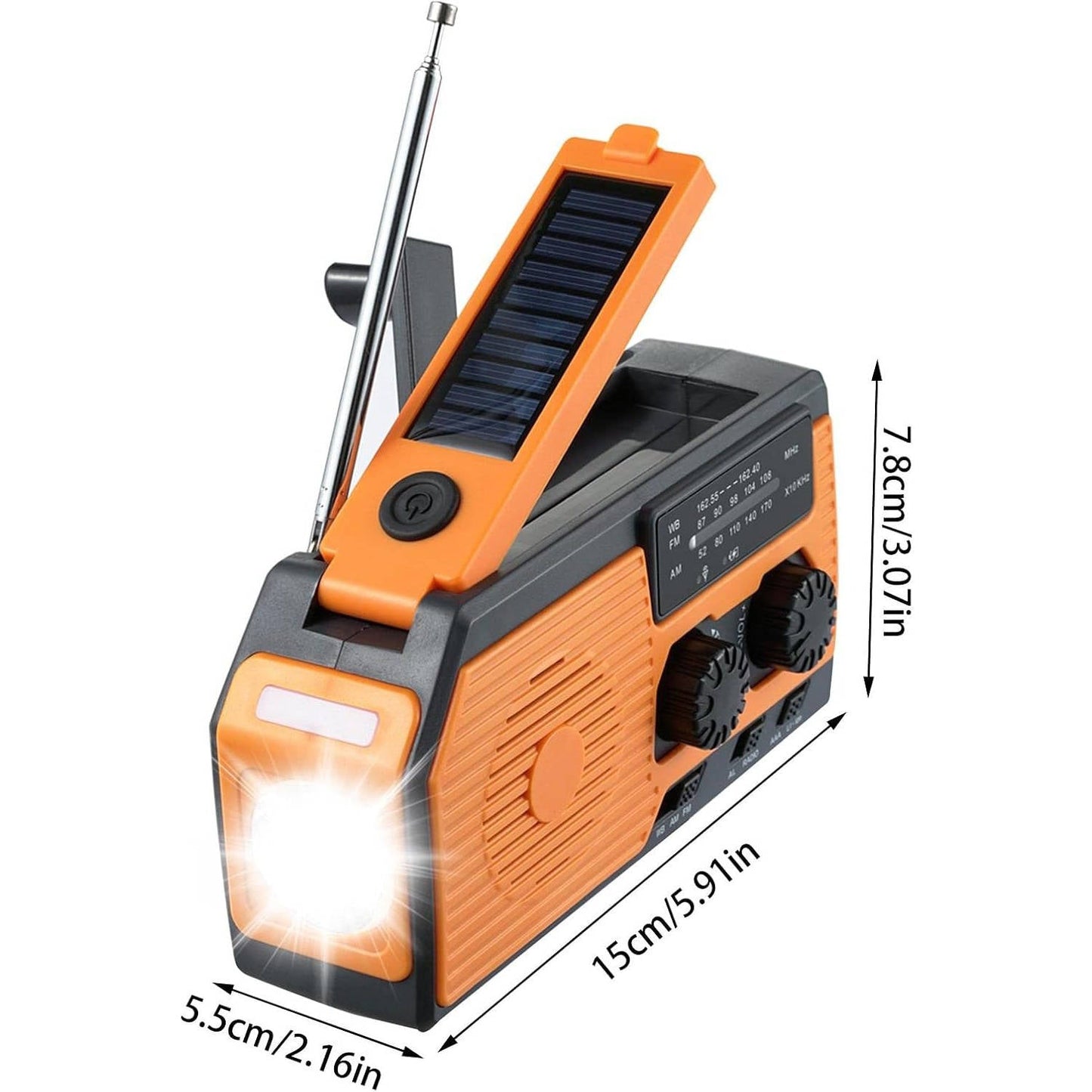 Emergency Radio with Solar Panel and Hand Crank, AM/FM/Weather Band, 5000mAh Power Bank